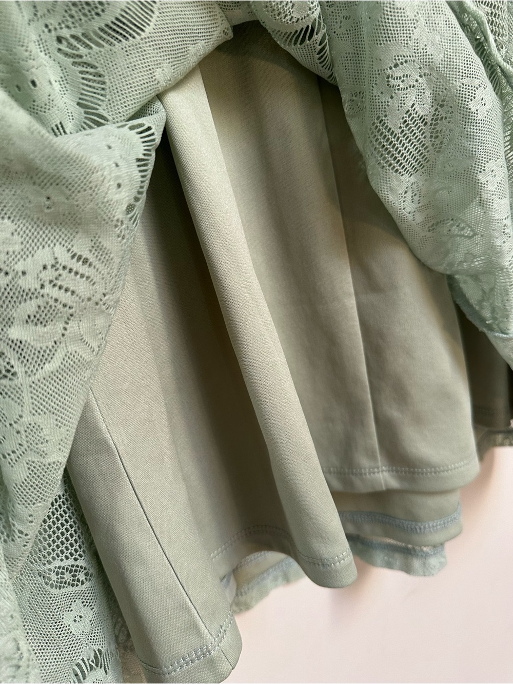 Altar’d‎ State Mint Green Lace Bell Sleeve Mini Dress Tie Back Women’s Small - Picture 12 of 15
